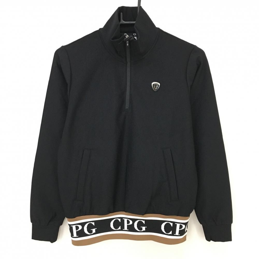 【新品】CPG ハイネックトレーナー 黒×ブラウン 裏起毛 ハーフジップ レディース 1(S) ゴルフウェア 2024年モデル CPG