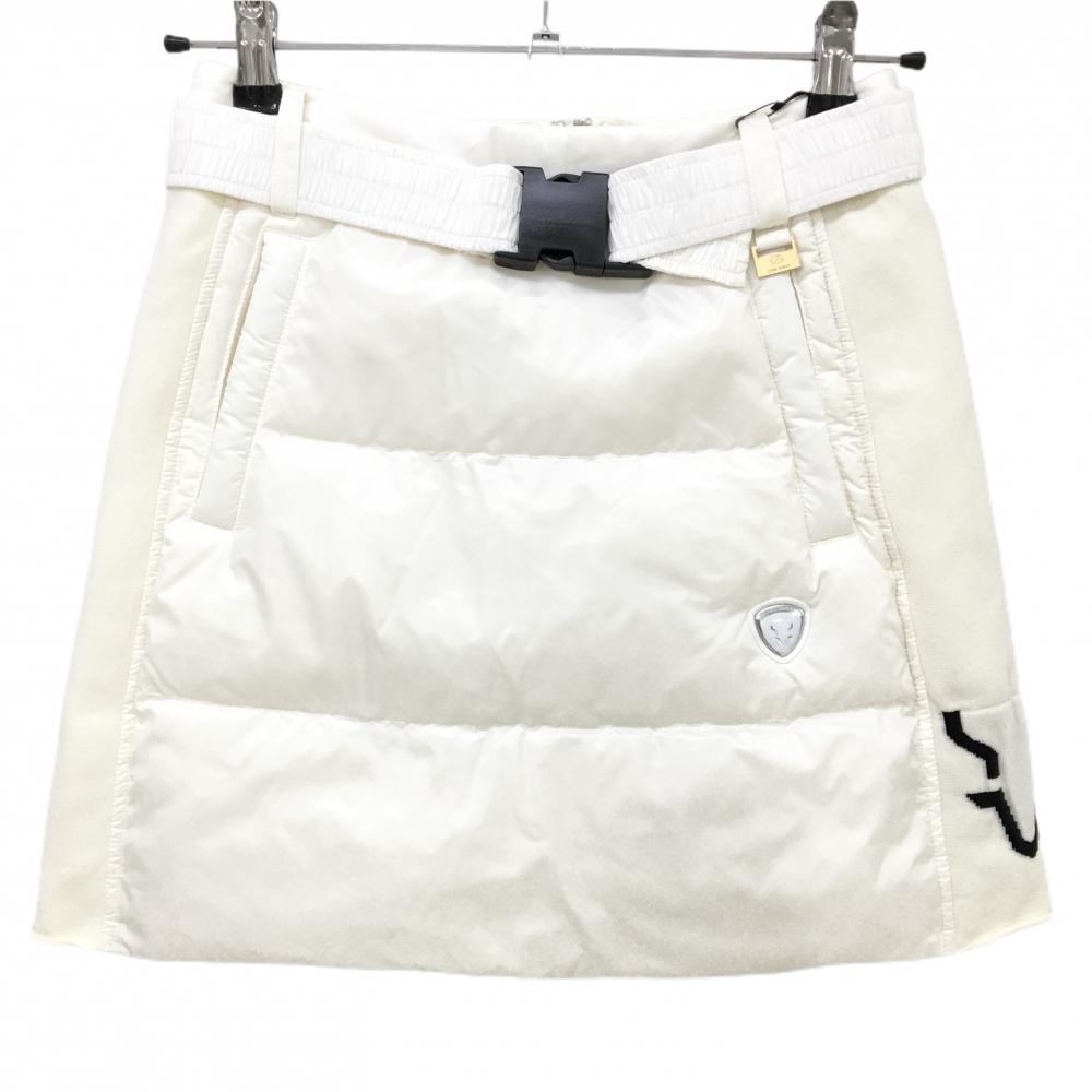 【新品】CPG ダウンスカート 白 立体ロゴ ベルト付 ダウン90％ フェザー10％ レディース 2(M) ゴルフウェア 2024年モデル CPG