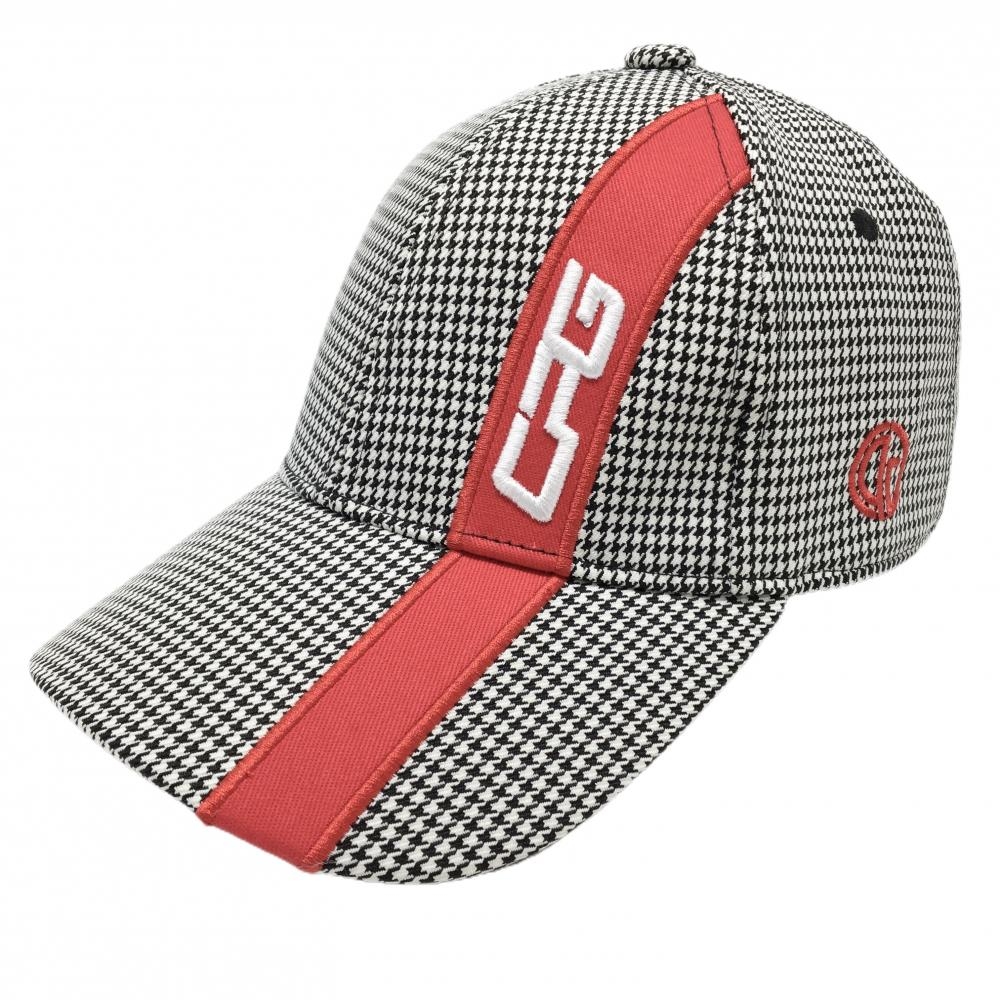 【超美品】CPG キャップ 黒×白 千鳥格子 ロゴ刺しゅう   ゴルフウェア CPG