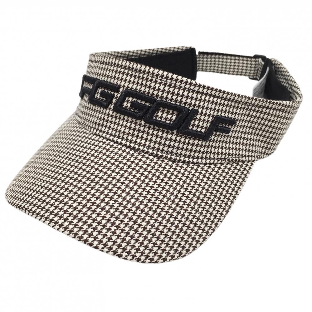 【美品】CPG サンバイザー ブラウン×ベージュ 千鳥格子 立体ロゴ刺しゅう   ゴルフウェア CPG