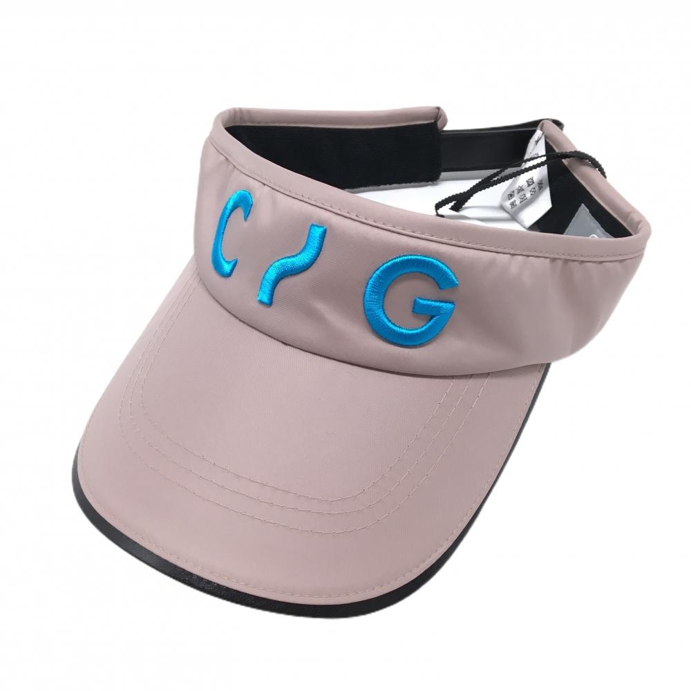 【新品】CPG サンバイザー ピンクベージュ系×ライトブルー ロゴ刺しゅう 内側パイル地 ONE   ゴルフウェア 2024年モデル CPG