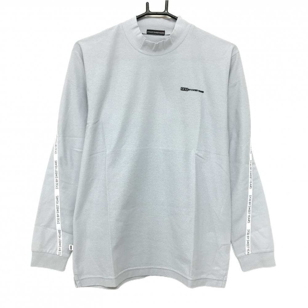 【新品】SY32 長袖ハイネックシャツ ライトグレー×黒 袖ロゴライン 胸ロゴ メンズ M ゴルフウェア SY32 BY SWEET YEARS