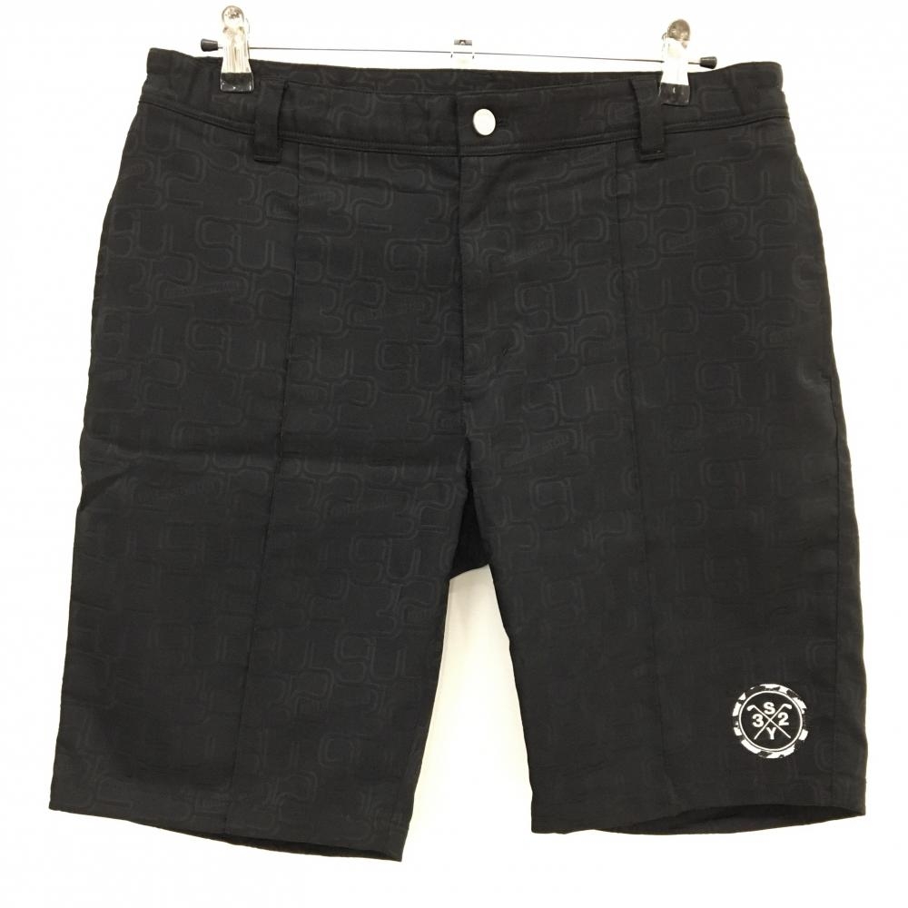 【超美品】SY32 ハーフパンツ 黒 総柄 ロゴ刺しゅう白 メンズ XL ゴルフウェア 2024年モデル SY32 BY SWEET YEARS