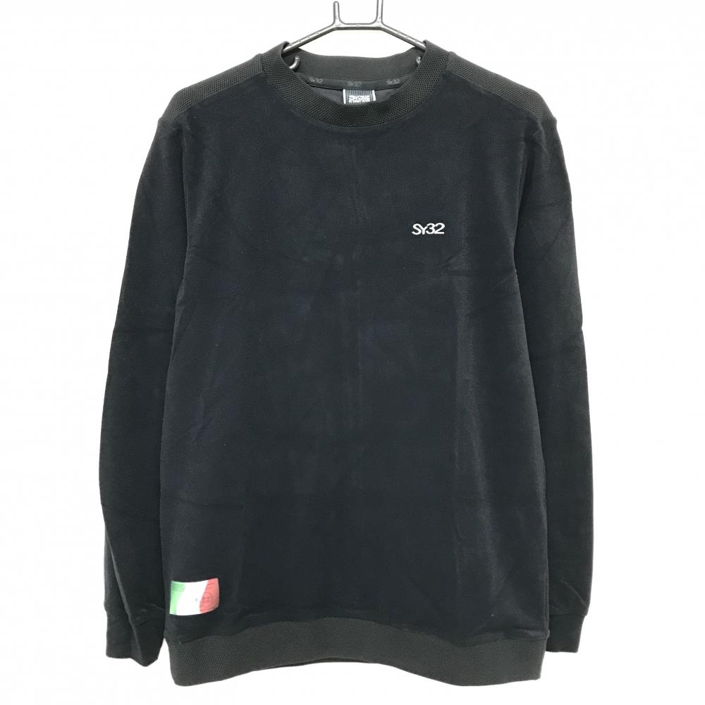 SY32 トレーナー 黒 胸ロゴ 異素材切替  メンズ L ゴルフウェア SY32 BY SWEET YEARS