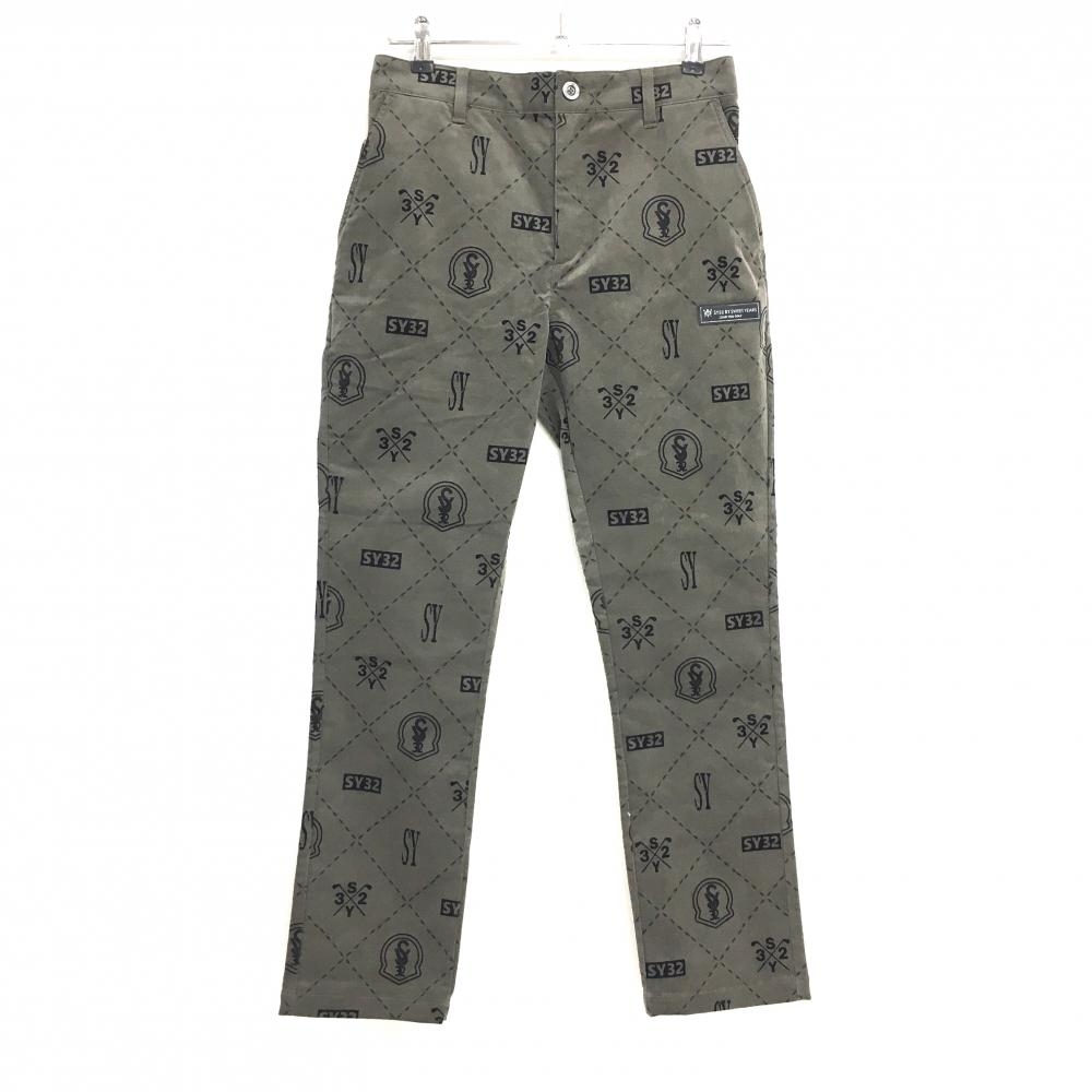 【新品】SY32 コーデュロイパンツ ブラウン系×ダークグレー系 総柄 ストレッチ メンズ M ゴルフウェア SY32 BY SWEET YEARS