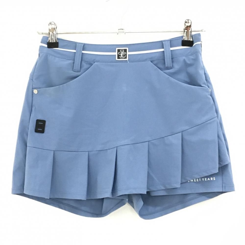 SY32 キュロットスカート ライトブルー×白 裾プリーツ レディース Ｓ ゴルフウェア SY32 BY SWEET YEARS