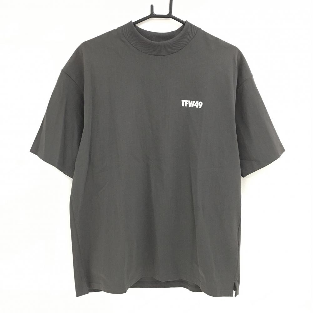 【超美品】TFW49 半袖ハイネックシャツ 杢ブラウンカーキ バックロゴ メンズ L ゴルフウェア 2024年モデル TFW49