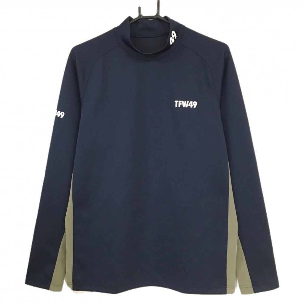 【超美品】TFW49 長袖ハイネックシャツ　ネイビー×カーキ サイドメッシュ調 メンズ XL ゴルフウェア 2024年モデル TFW49
