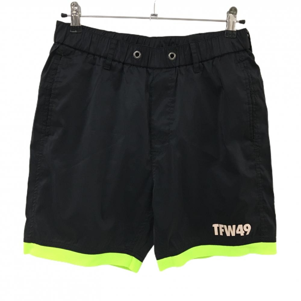 TFW49 ハーフパンツ 黒×蛍光イエロー 裾・内側メッシュ メンズ 4(M) ゴルフウェア TFW49