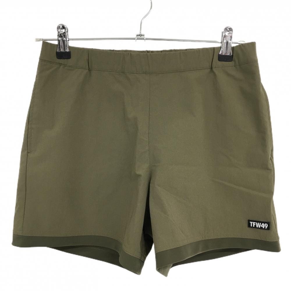 【超美品】TFW49 ハーフパンツ カーキ 裾異素材 ウエストゴム レディース M ゴルフウェア TFW49