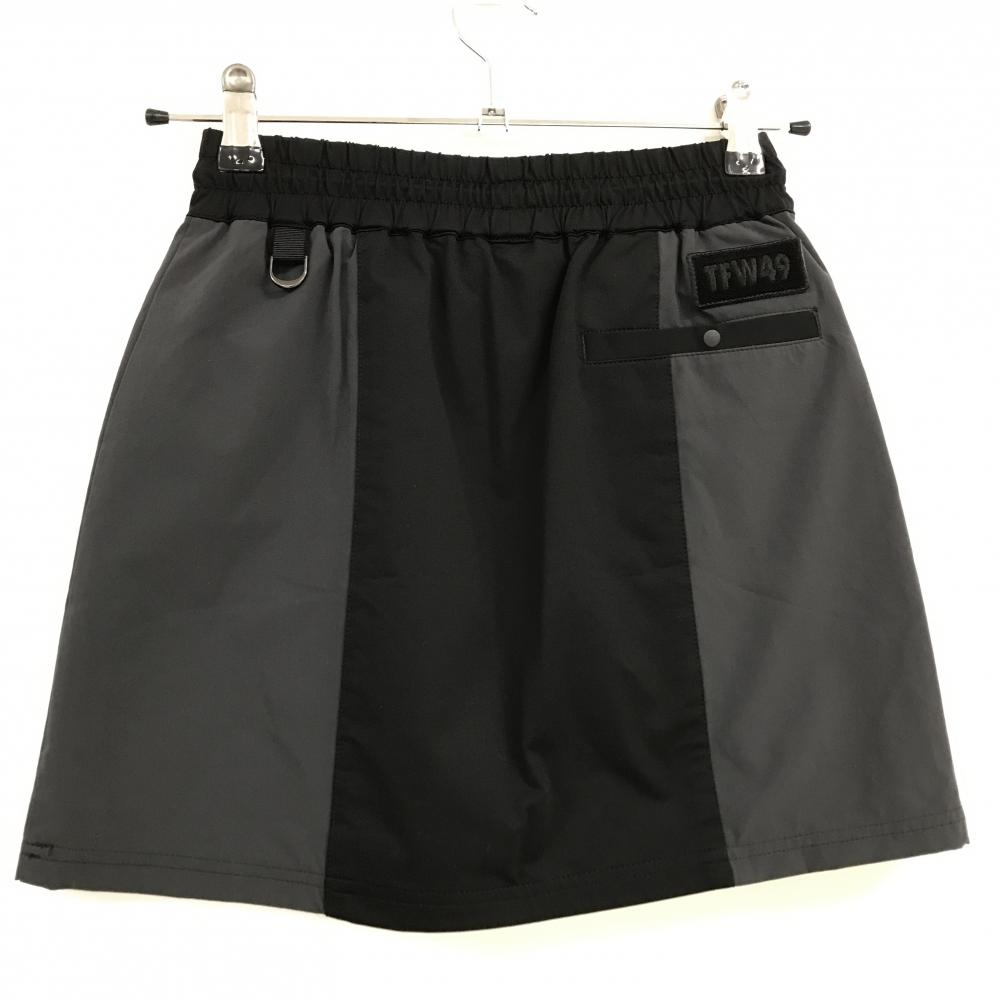 【超美品】TFW49 スカート グレー×黒 裏地メッシュ ウエストゴム レディース S ゴルフウェア TFW49