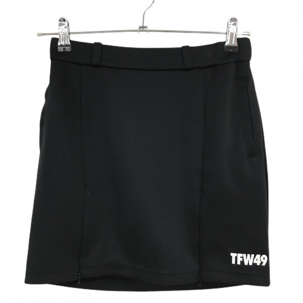 【美品】TFW49 スカート 黒×ピンク 内側インナーパンツ ロゴプリント レディース S ゴルフウェア TFW49