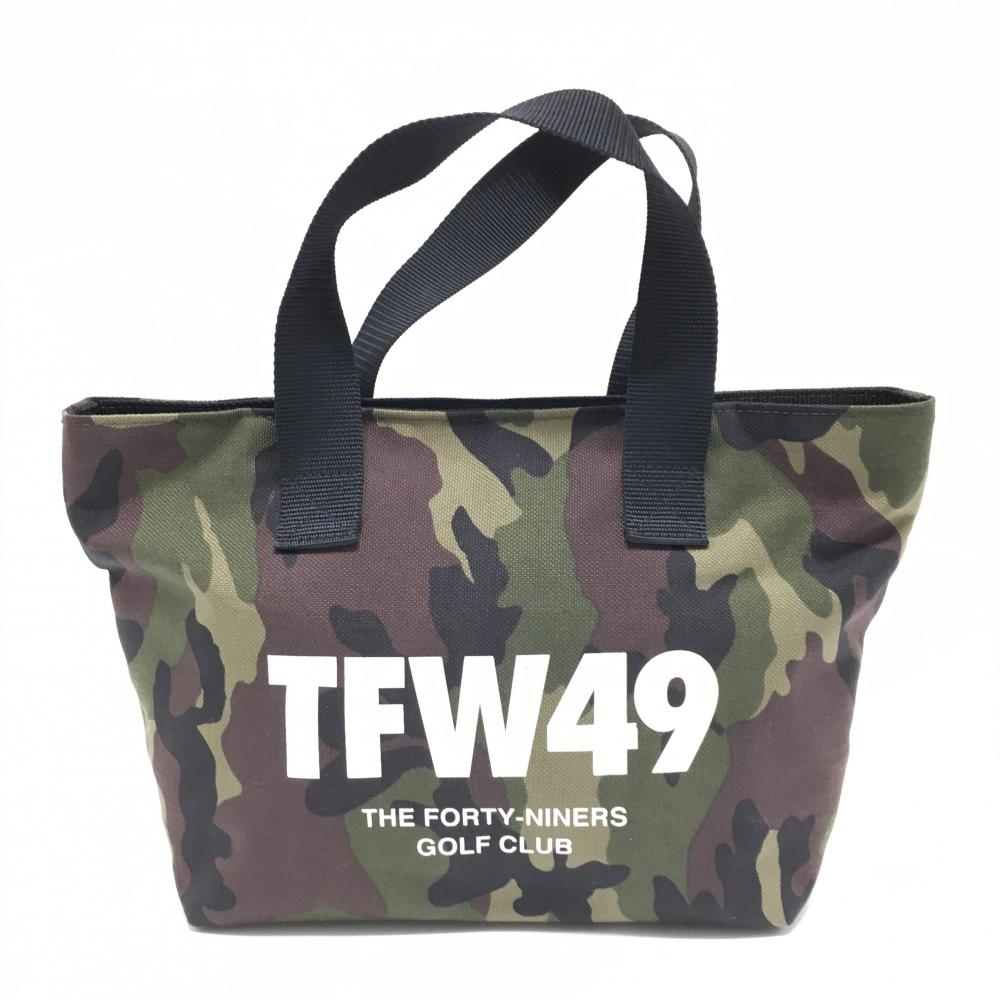 【美品】TFW49 カートバッグ ブラウン×ダークグリーン 迷彩 カモフラ 内ポケット付 ゴルフ TFW49