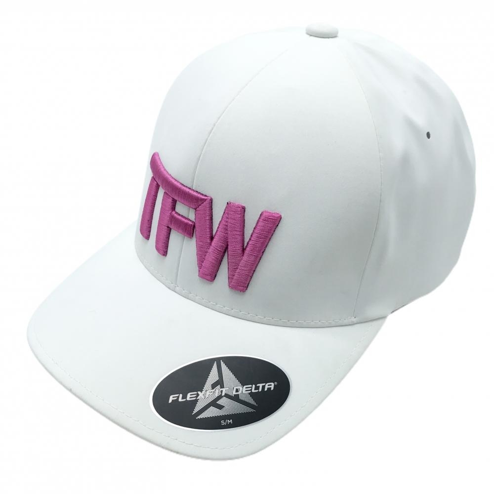 【美品】TFW49 キャップ 白×ピンク 立体ロゴ 一部パンチング S/M   ゴルフウェア TFW49