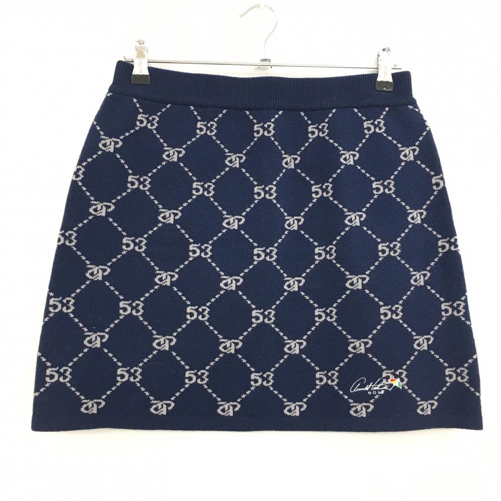 【超美品】アーノルドパーマーゴルフ ニットスカート ネイビー×グレー 格子柄風  レディース L ゴルフウェア Arnold Palmer
