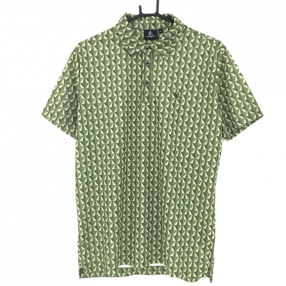 【超美品】ウノピゥウノウグァーレトレゴルフ 半袖ポロシャツ ライトグリーン×カーキ メンズ IV(M) ゴルフウェア 1PIU1UGUALE3 