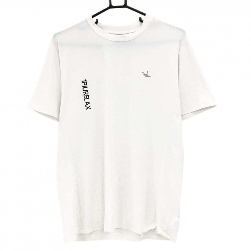 【美品】ウノピゥウノウグァーレトレリラックス Tシャツ 白 ロゴ黒  メンズ XL ゴルフウェア 1PIU1UGUALE3 