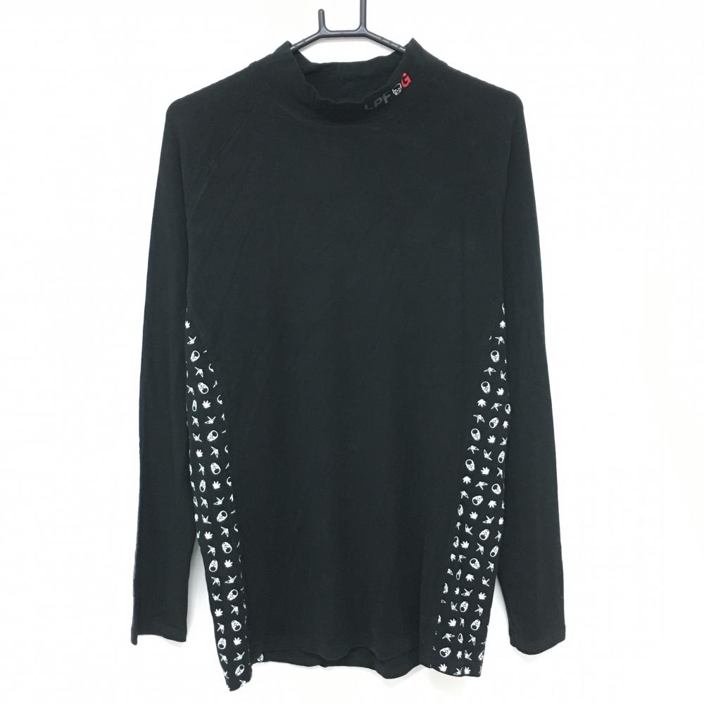 【超美品】ウノピゥウノウグァーレトレゴルフ 長袖ハイネックシャツ 黒 サイド総柄 表微起毛 メンズ VI(M) ゴルフウェア 1PIU1UGUALE3 