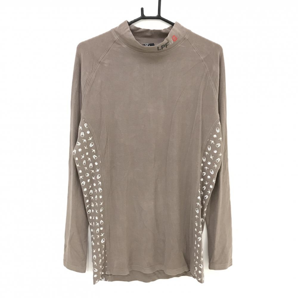 【超美品】ウノピゥウノウグァーレトレゴルフ 長袖ハイネックシャツ ダークベージュ サイド総柄 メンズ VI(M) ゴルフウェア 1PIU1UGUALE3 