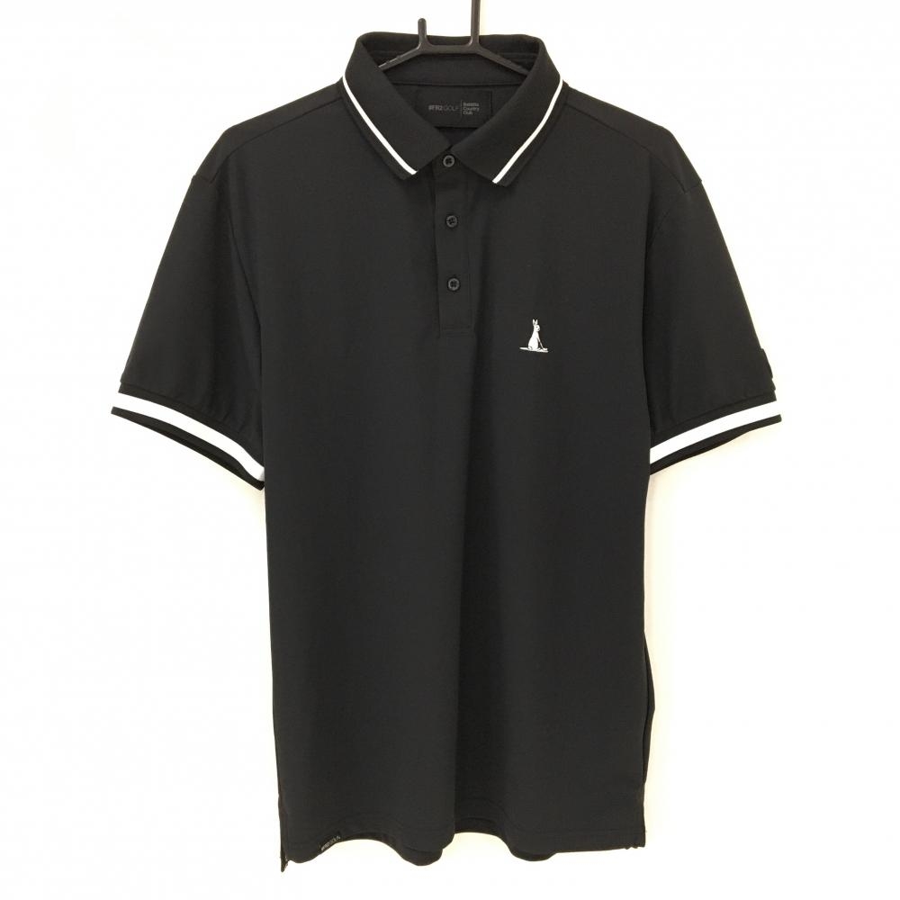【超美品】エフアールツー 半袖ポロシャツ 黒 襟・袖ライン ラビット刺しゅう  メンズ XL ゴルフウェア #FR2 GOLF