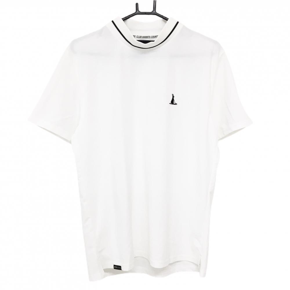 【超美品】エフアールツー 半袖ハイネックシャツ 白×黒 ラビット刺しゅう メンズ L ゴルフウェア #FR2 GOLF