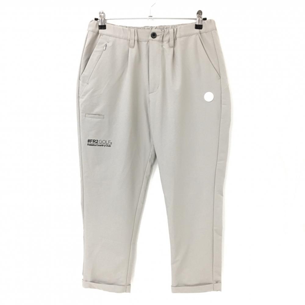 【美品】エフアールツー パンツ グレージュ ロゴ黒 ウエストゴム ストレッチ メンズ M ゴルフウェア #FR2 GOLF