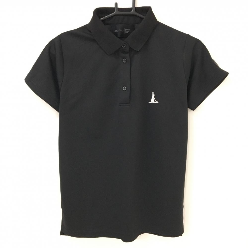 エフアールツー 半袖ポロシャツ 黒×白 背面プリント レディース M ゴルフウェア #FR2 GOLF