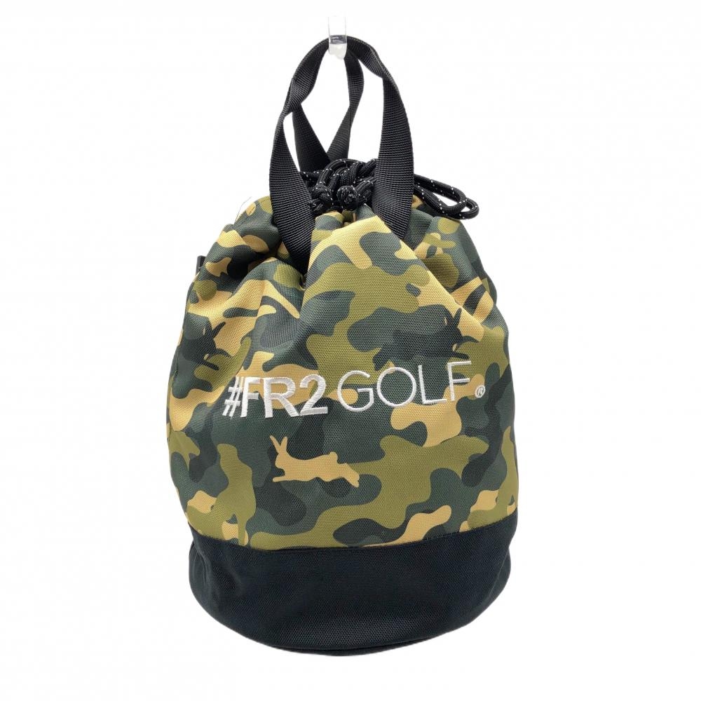 【超美品】エフアールツー カートバッグ カーキ×ベージュ カモフラ柄 内外ポケット 巾着 ゴルフ #FR2 GOLF