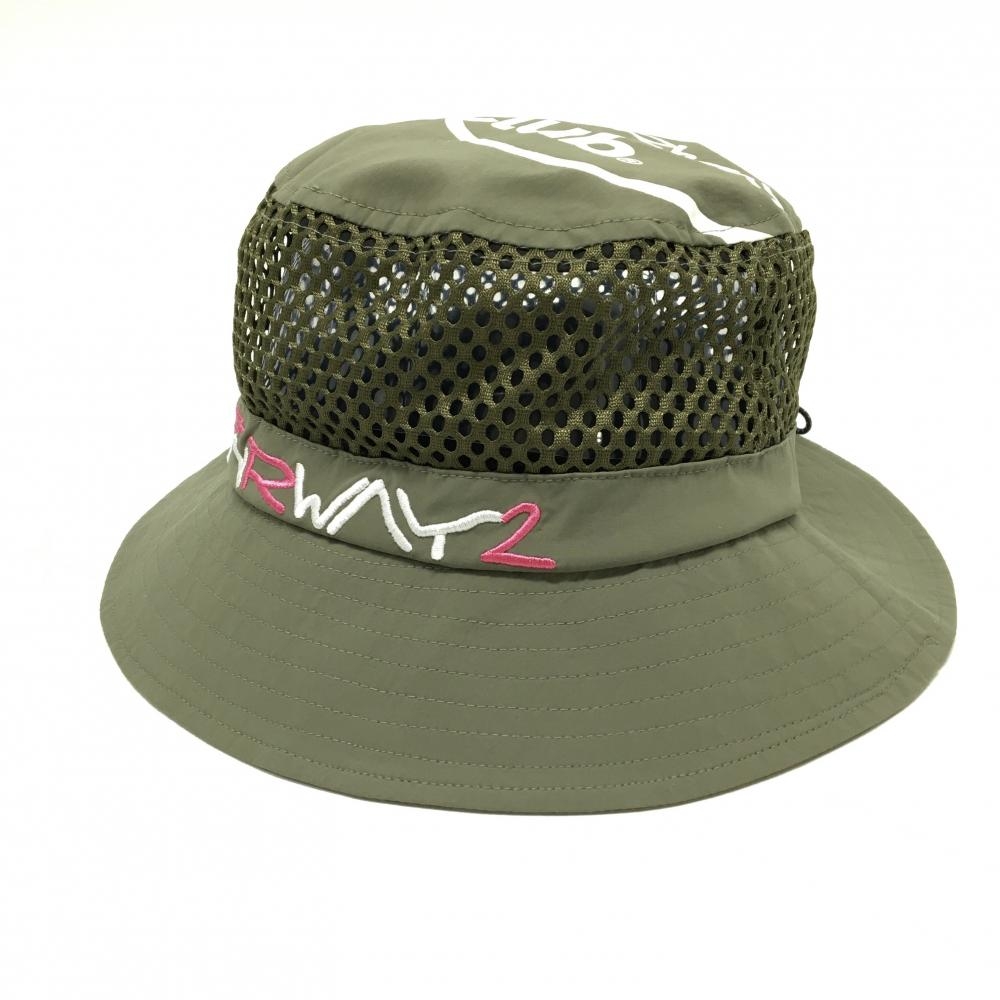 【新品】エフアールツー×MR.FAIRWAY ナイロンバケットハット カーキ×白 一部メッシュ FREE   ゴルフウェア #FR2 GOLF