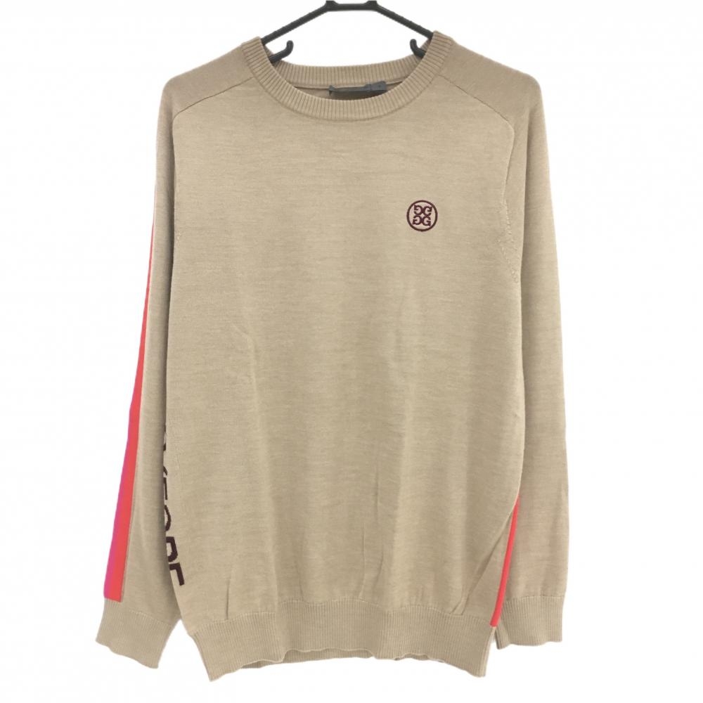 【超美品】ジーフォア セーター ライトブラウン×レッド ウール・シルク・カシミヤ混 ニット  メンズ 2(L) ゴルフウェア G/FORE