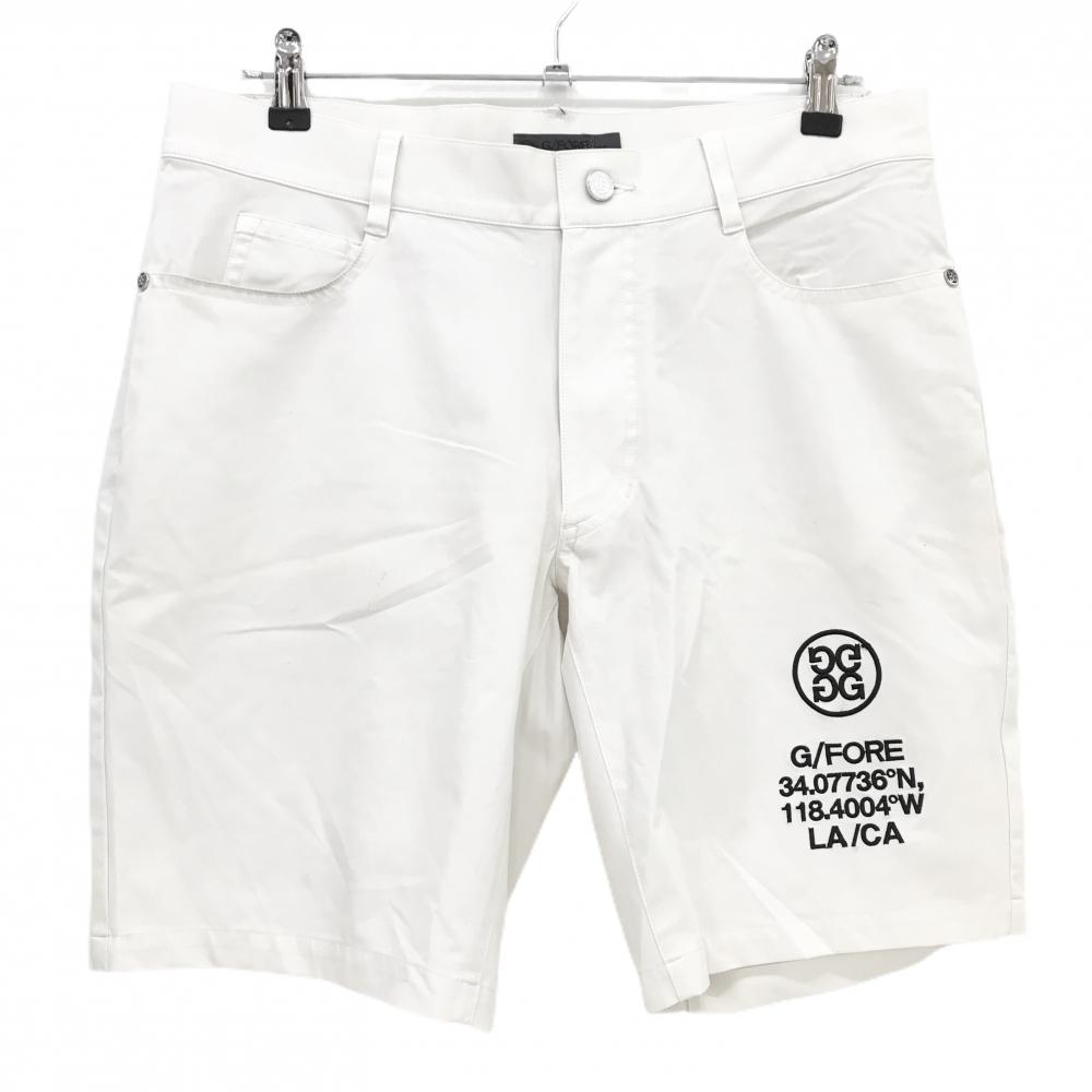 ジーフォア ハーフパンツ 白 ストレッチ ロゴ刺しゅう メンズ 88 ゴルフウェア G/FORE