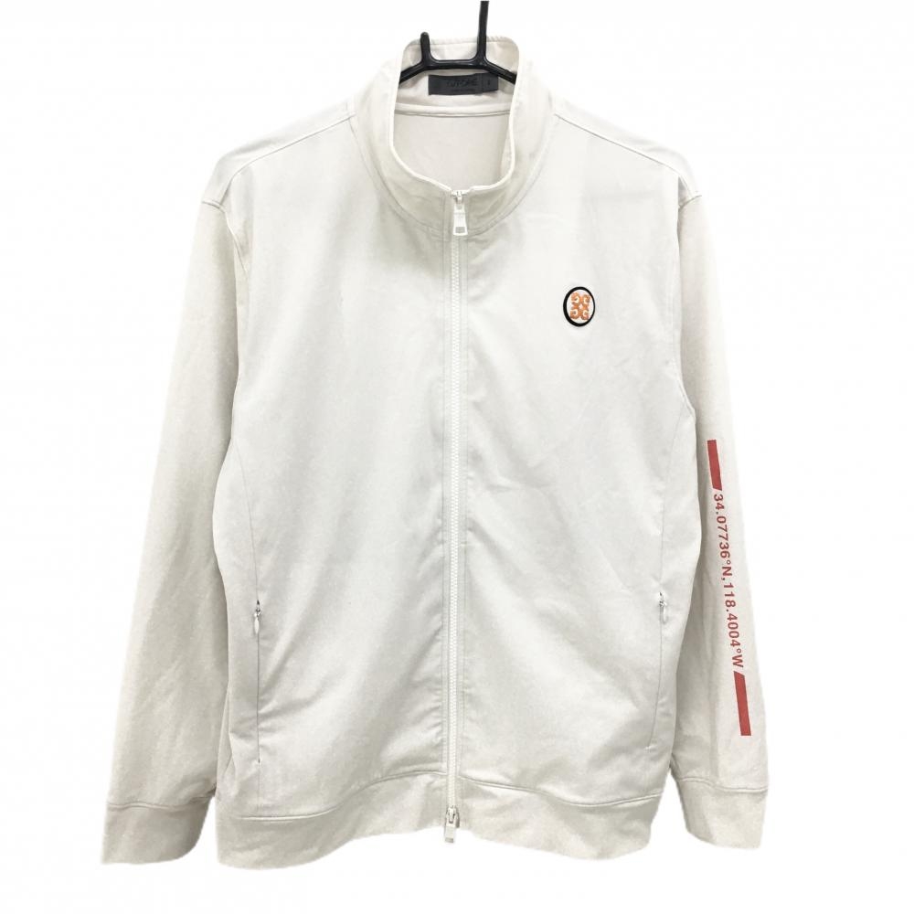 【美品】ジーフォア ジャケット アイボリー系 ストレッチ バックプリント ロゴオレンジ  メンズ 2(L) ゴルフウェア G/FORE