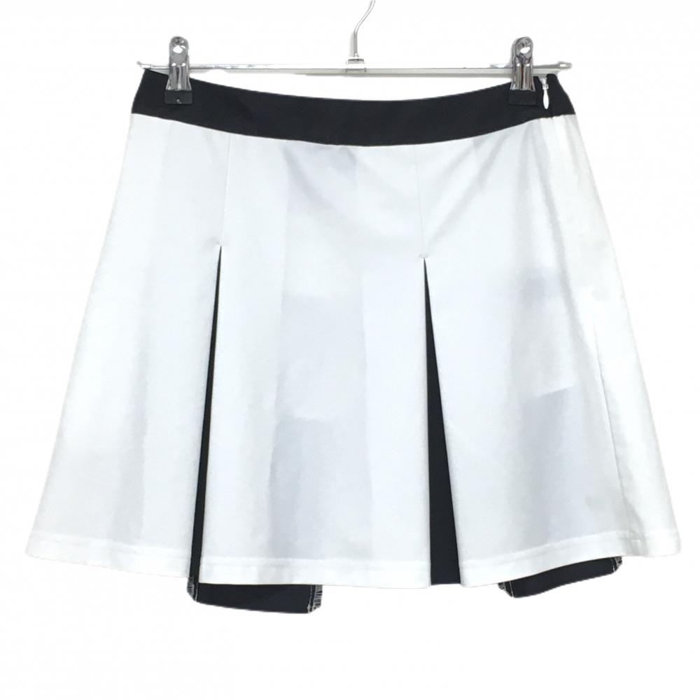 【超美品】ジーフォア スカート 白×黒 ボックスプリーツ ストレッチ インナーパンツ付 レディース 36(S) ゴルフウェア G/FORE