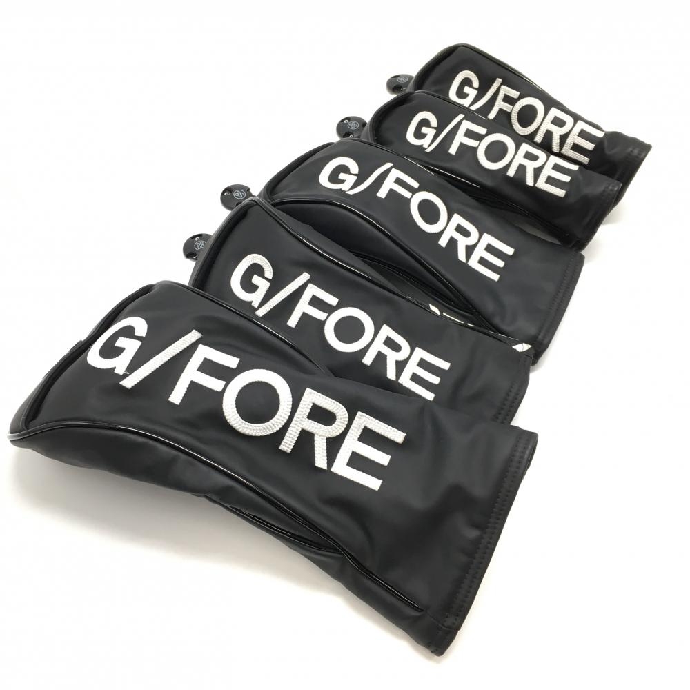 ジーフォア ヘッドカバー5点セット(DR FW×2 UT×2) 黒×白 ロゴ  ゴルフ G/FORE
