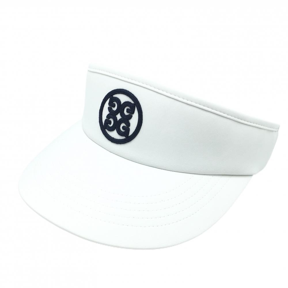 【未使用品】ジーフォア サンバイザー 白×ネイビー ロゴ刺しゅう 後ろゴム   ゴルフウェア G/FORE