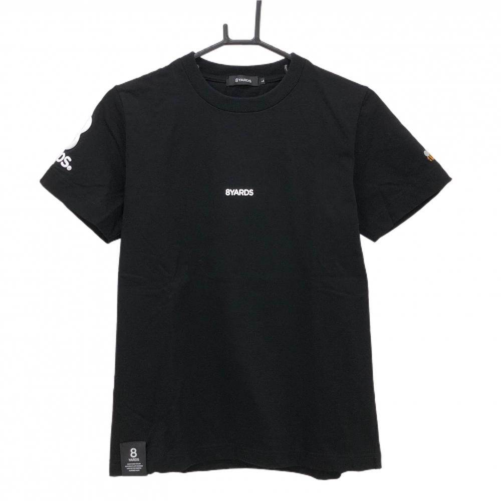 【超美品】ハチヤーズ Tシャツ 黒×白 立体ロゴ オーガニックコットン レディース L ゴルフウェア 8YARDS