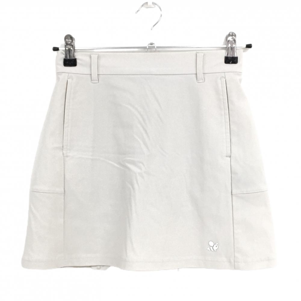 【超美品】ハチヤーズ スカート ライトグレー 後裾プリーツ ロゴ ストレッチ  レディース XS ゴルフウェア 8YARDS