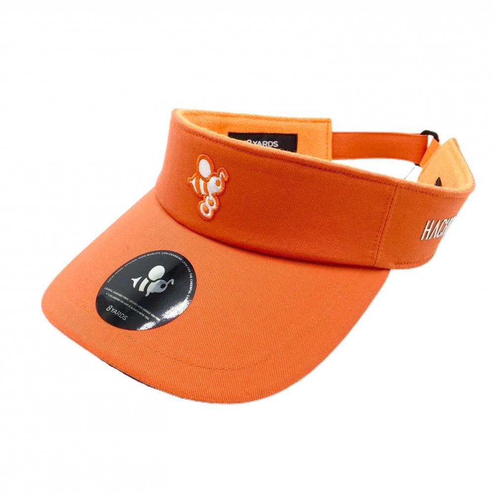 【新品】ハチヤーズ サンバイザー オレンジ×白 ロゴ刺しゅう 内側パイル地  F   ゴルフウェア 2024年モデル 8YARDS