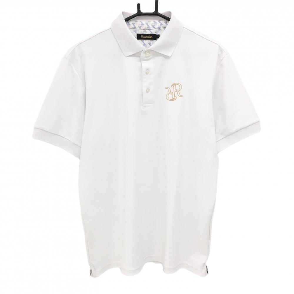 レザレクション 半袖ポロシャツ 白 バックロゴ メンズ L ゴルフウェア Resurrection