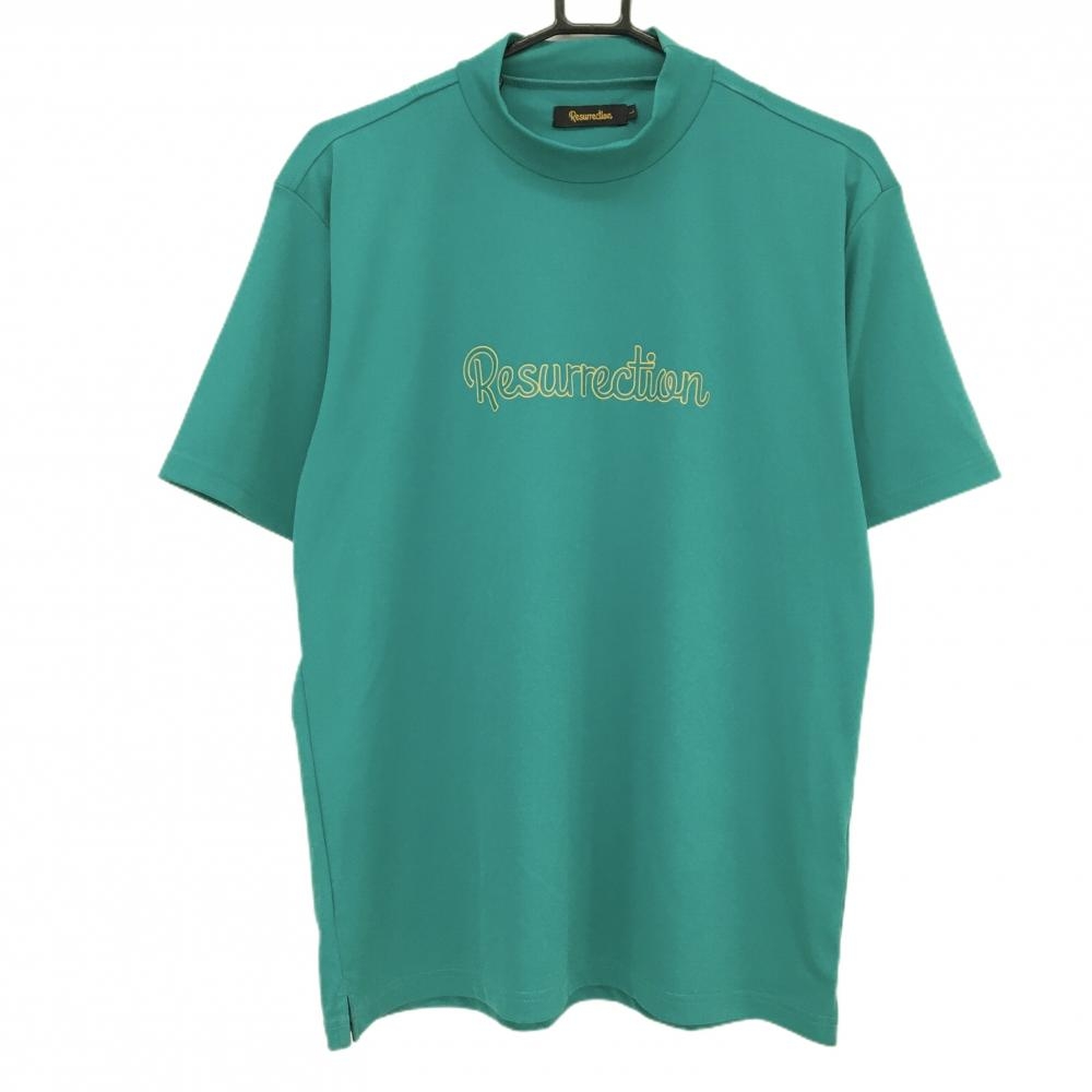【美品】レザレクション 半袖ハイネックシャツ グリーン フロントロゴ メンズ L ゴルフウェア Resurrection
