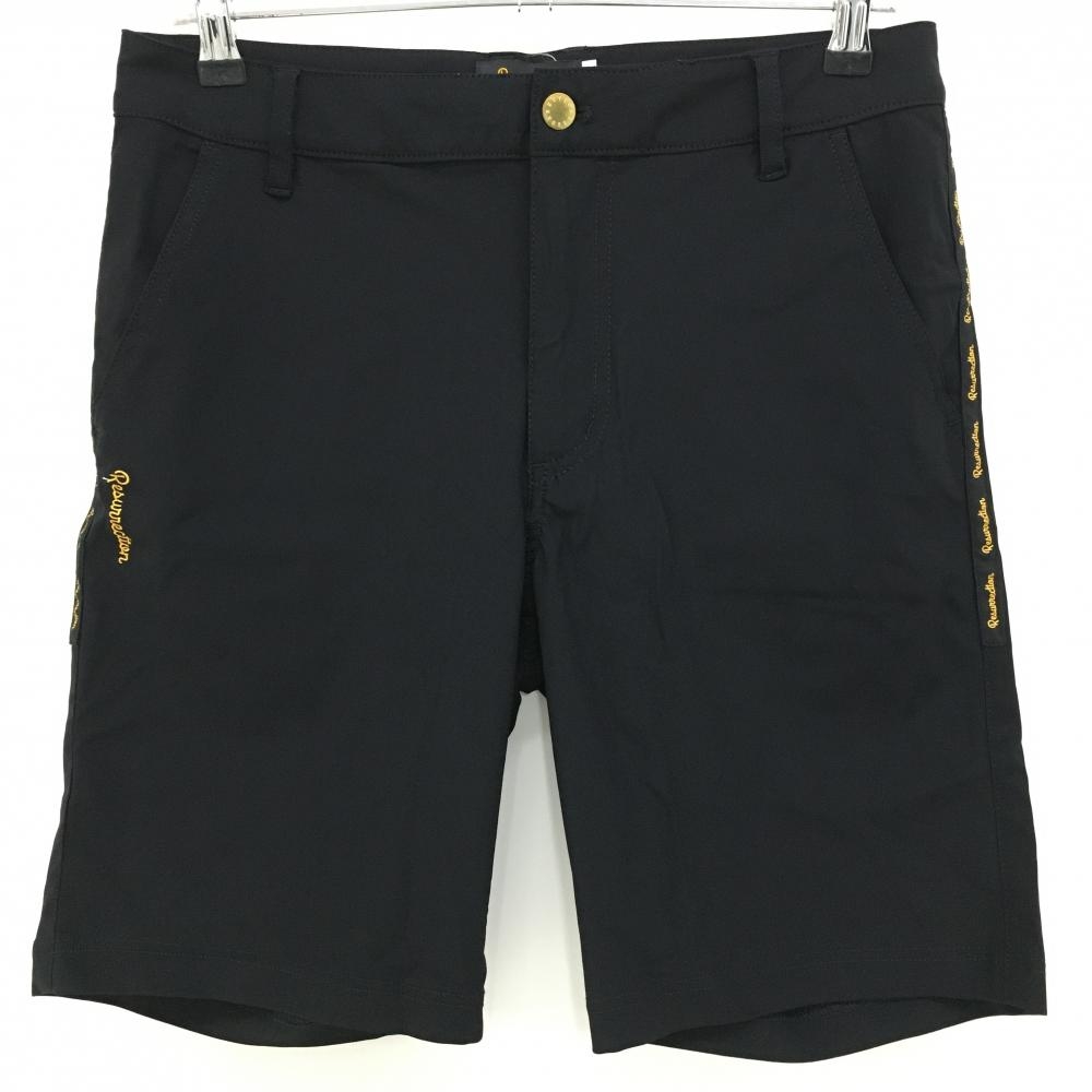 【美品】レザレクション ハーフパンツ 黒 ストレッチ サイドロゴ  メンズ M ゴルフウェア Resurrection