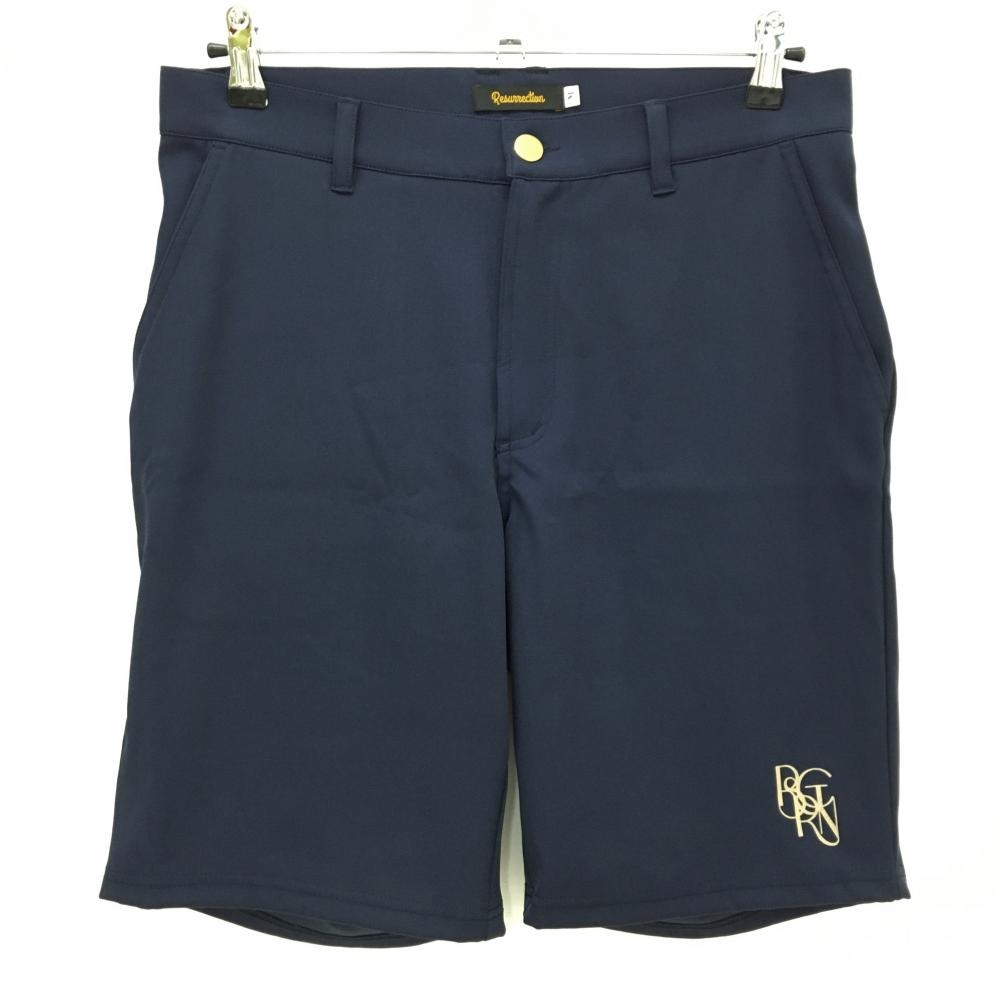 【美品】レザレクション ハーフパンツ ネイビー 後一部メッシュ調  メンズ M ゴルフウェア Resurrection