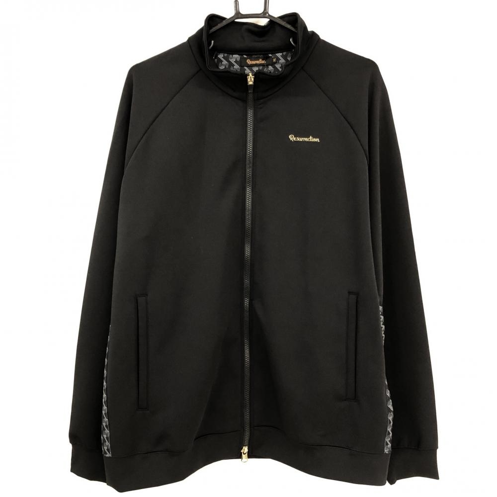 【新品】レザレクション ジャケットブルゾン 黒 袖下総柄 ロゴ メンズ XL ゴルフウェア Resurrection