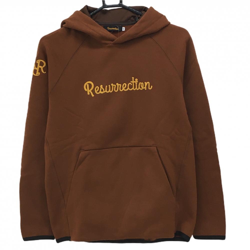 【超美品】レザレクション パーカー ブラウン 裏微起毛 腹部ポケット メンズ M ゴルフウェア Resurrection