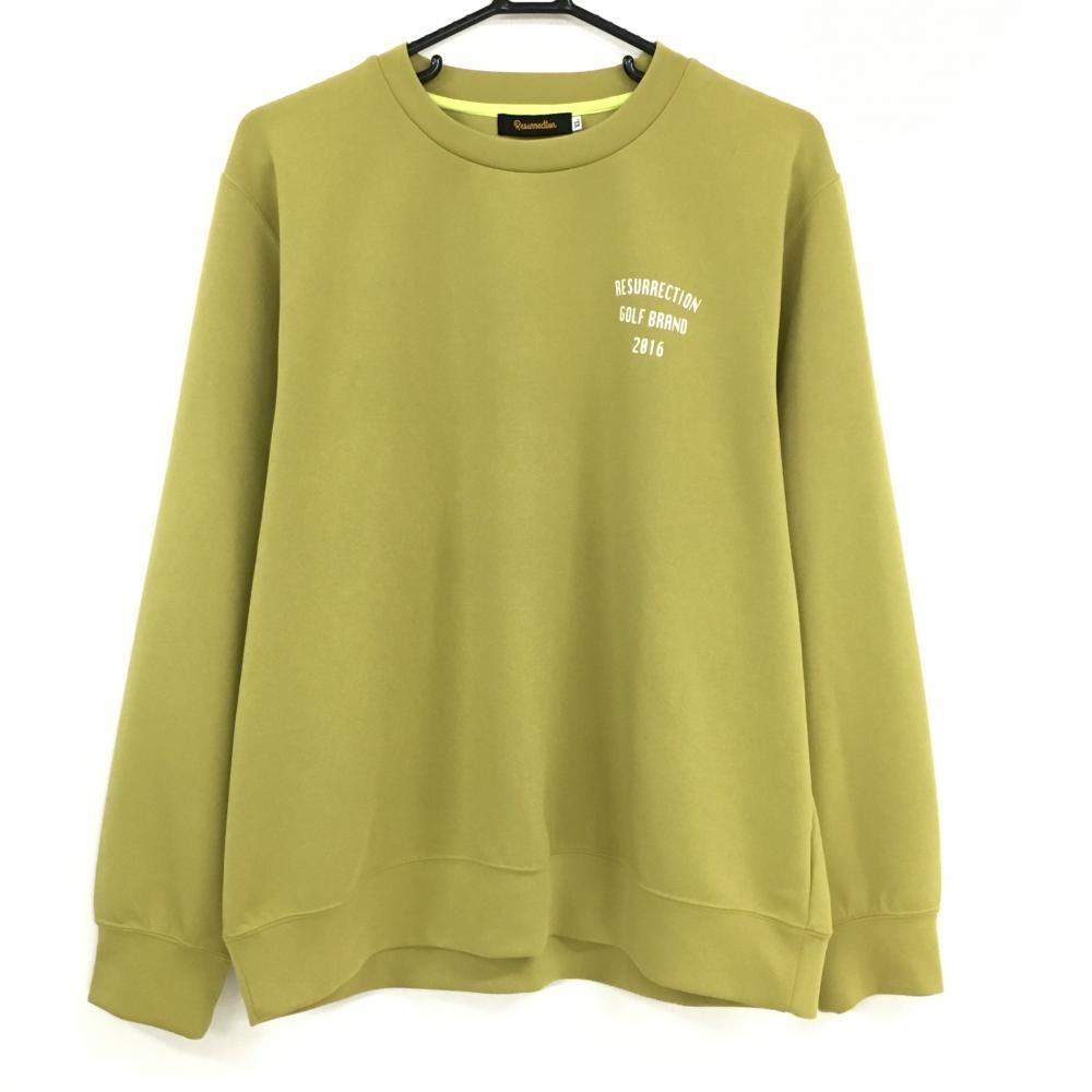【美品】レザレクション トレーナー カーキ×白 ダンボールニット ロゴプリント メンズ XL ゴルフウェア Resurrection