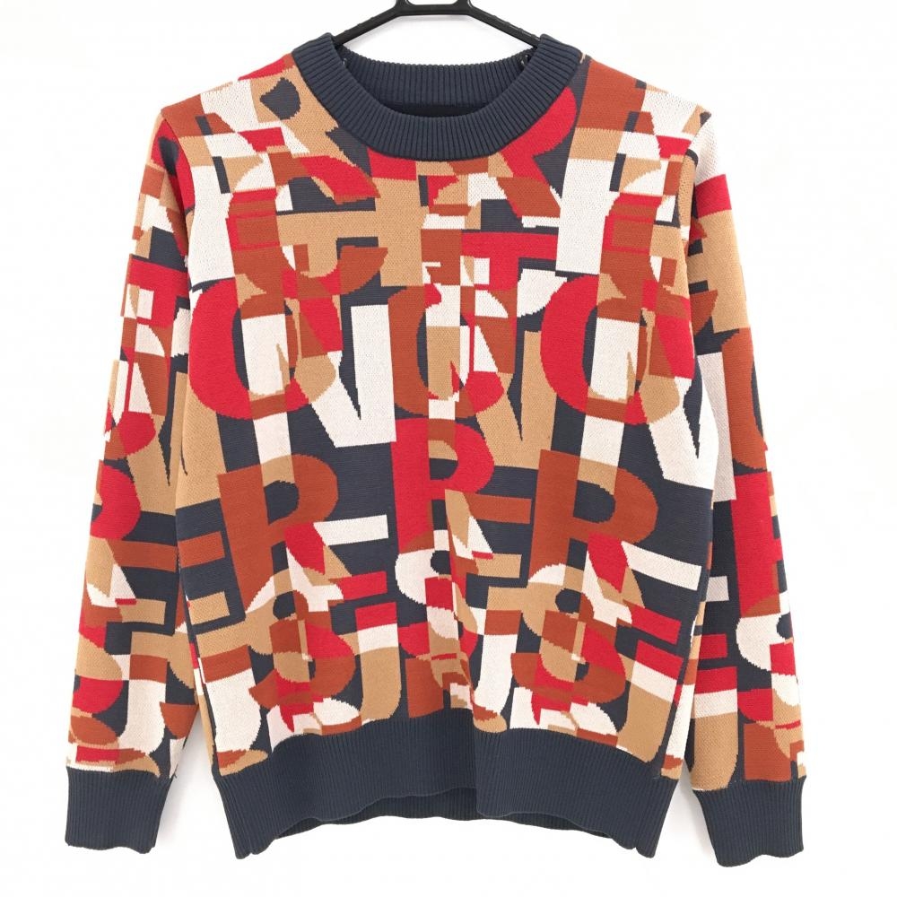 【超美品】レザレクション セーター グレー×レッド 総柄 裏地付 ニット レディース M ゴルフウェア Resurrection