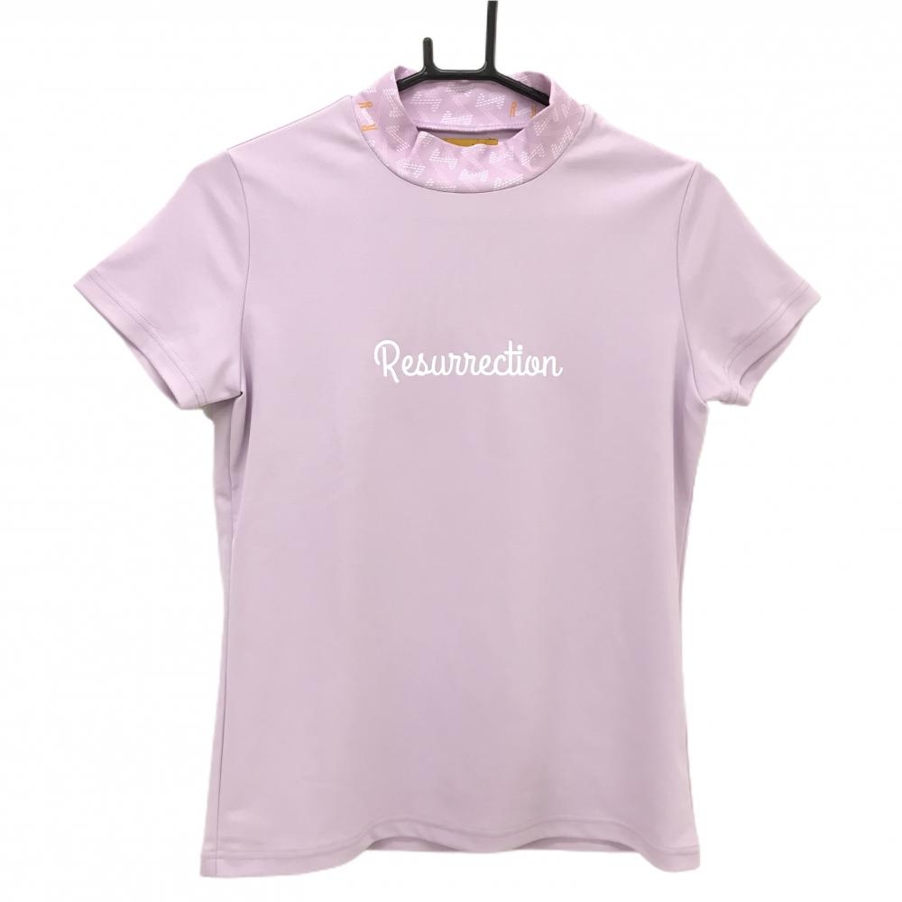 【超美品】レザレクション 半袖ハイネックシャツ ピンク×白 ネック総柄 レディース S ゴルフウェア 2023年モデル Resurrection