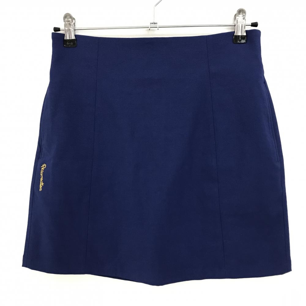 【超美品】レザレクション スカート ネイビーブルー系 ハイウエスト 接触冷感 レディース L ゴルフウェア 2024年モデル Resurrection