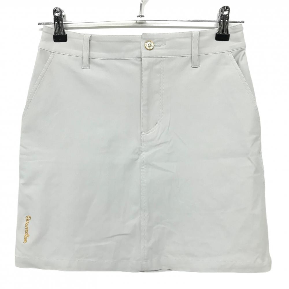 【超美品】レザレクション スカート オフホワイト ロゴイエローブラウン レディース S ゴルフウェア Resurrection