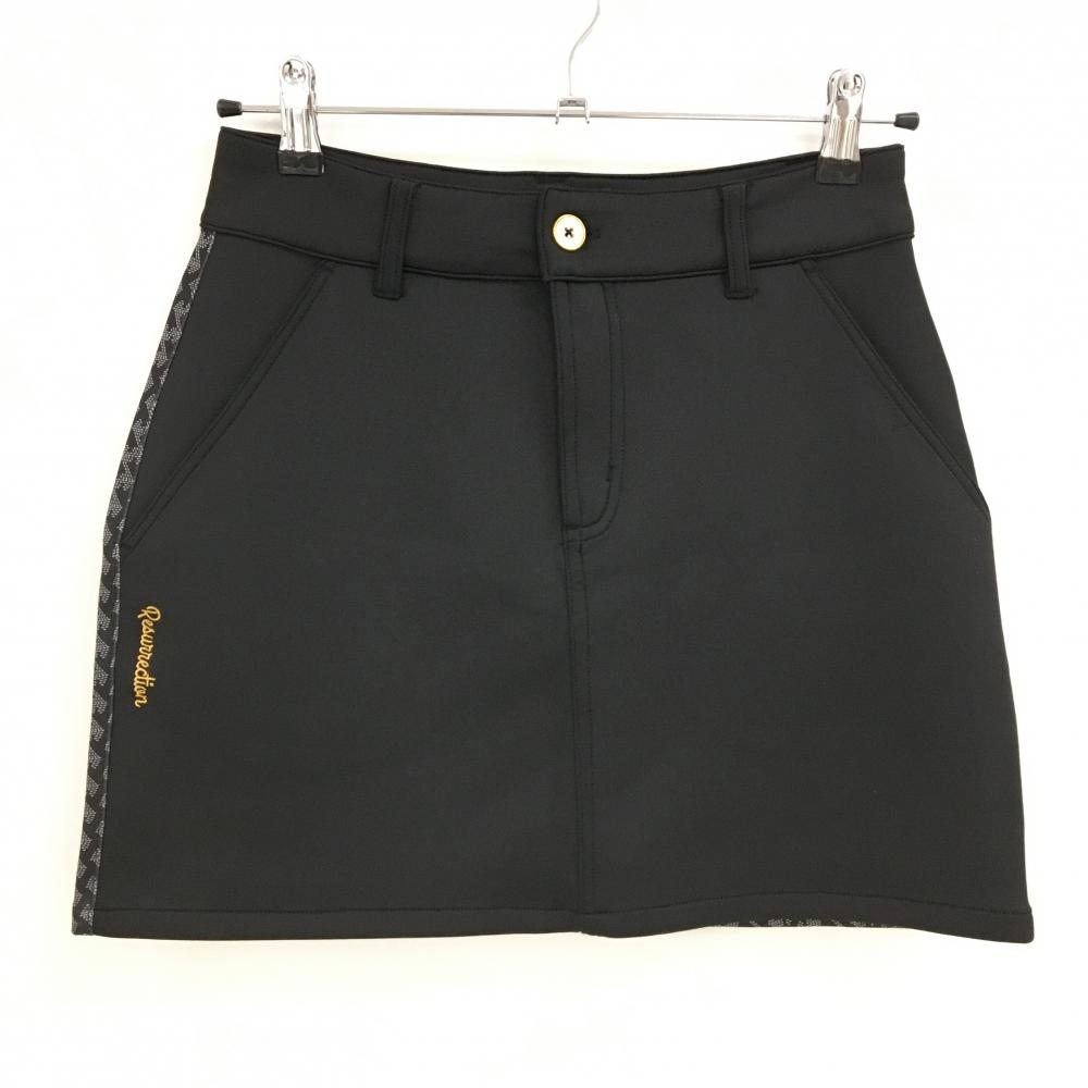 【美品】レザレクション スカート 黒×白 後ろ総柄 ストレッチ  レディース S ゴルフウェア Resurrection